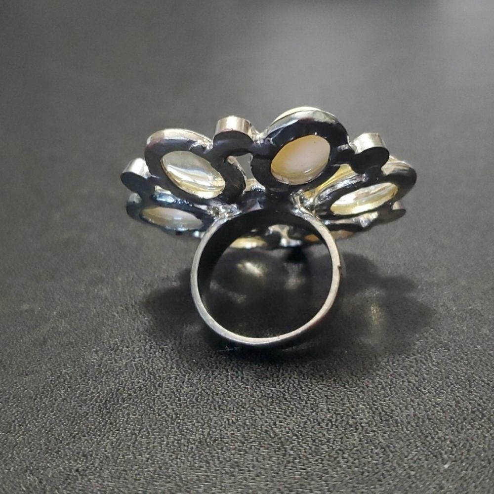 Silver Tone Glass Statement Ring - image 5